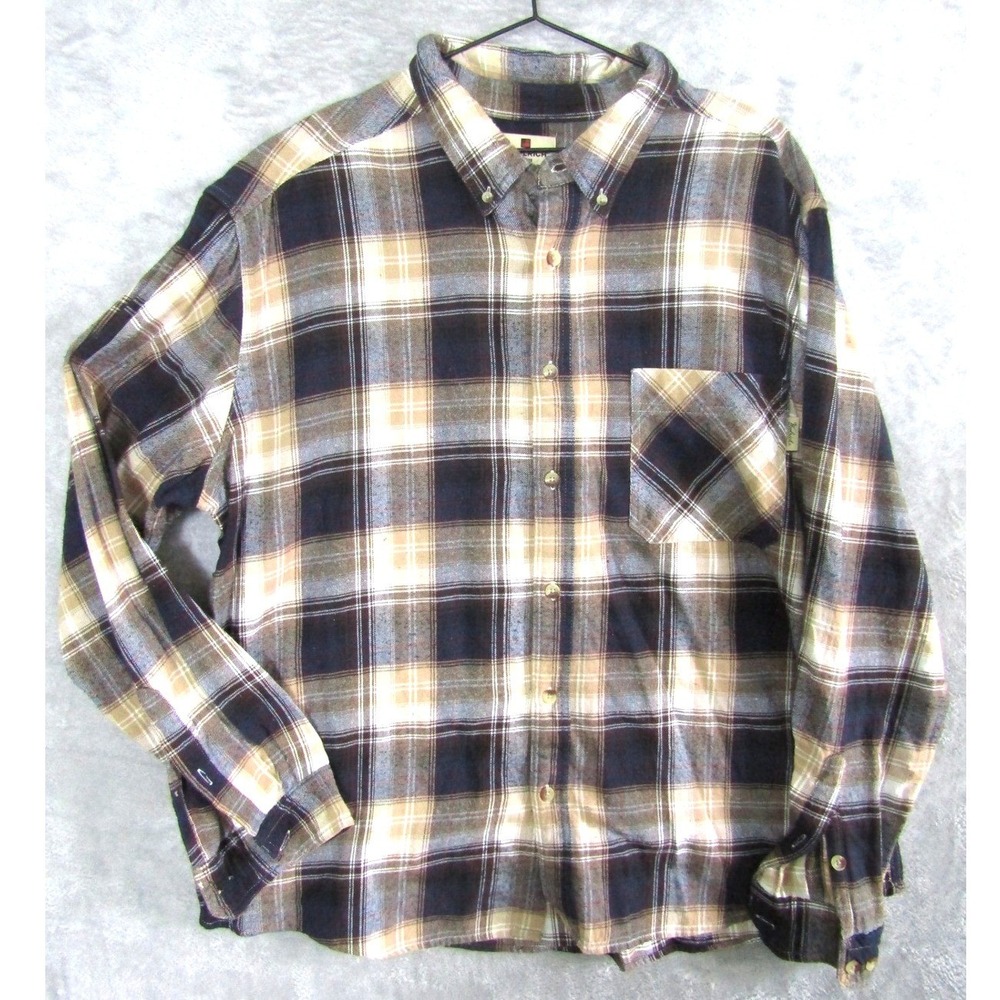 Woolrich Mens XXL Plaid Flannel Long Sleeve Button Up‎ Shirt Red Black Tan